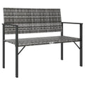vidaXL 2-Seater Patio Bench in Gray- Robust Frame, Poly Rattan Material, Weather Resistant, Comfortable Seating with Armrests and Backrest, Great for Garden and Terrace