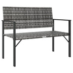 vidaXL 2-Seater Patio Bench in Gray- Robust Frame, Poly Rattan Material, Weather Resistant, Comfortable Seating with Armrests and Backrest, Great for Garden and Terrace