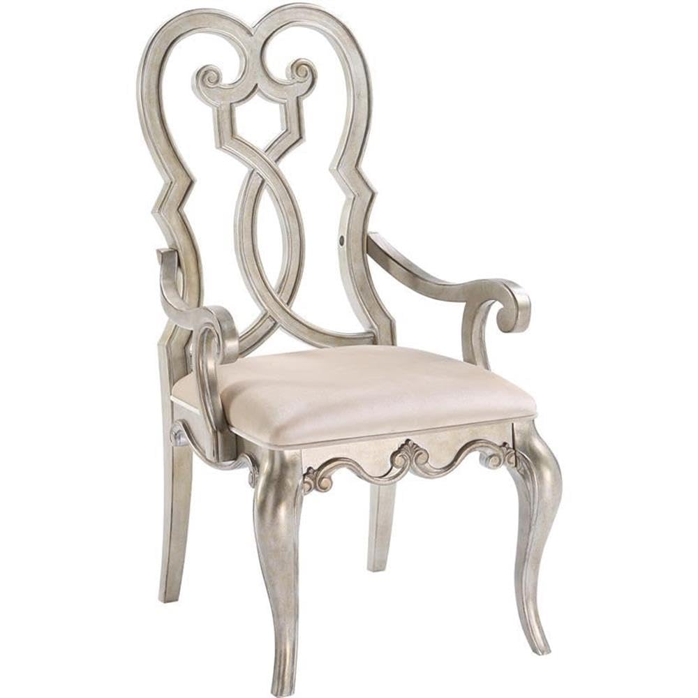 Acme Esteban Velvet Upholstered Arm Chair in Ivory