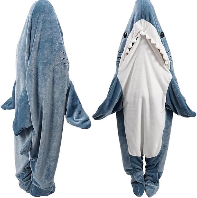 Padtic Wearable Shark Blanket,Shark Blanket Hoodie Onesie,Soft Cozy Flannel Shark Blanket,Shark Sleeping Bag,Cartoon Wearable Bl