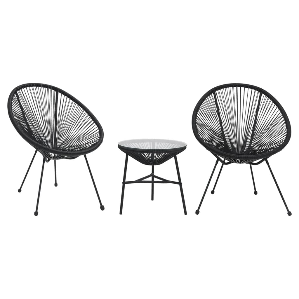 Vidaxl 3 Piece Patio Dining Set Pvc Rattan Black