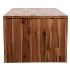 vidaXL Solid Acacia Wood Coffee Table - Practical and Stylish Living Room Furniture with Robust Construction, Ample Storage, and Unique Black and White Drawer Front