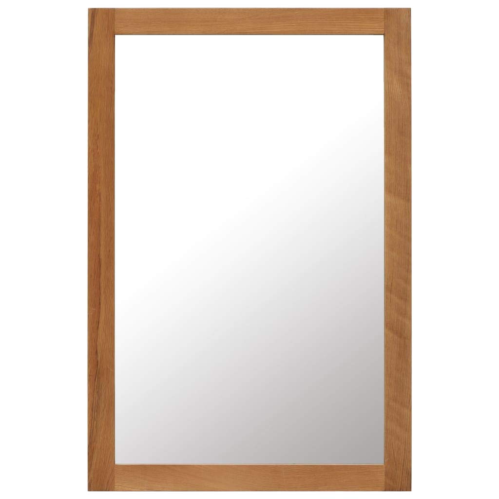 vidaXL 23.6&quot;x35.4&quot; Solid Oak Wood Mirror - Rustic Charm Retro Style Decorative Wall-Mounted Mirror for Bathroom, Bedroom, Hallway