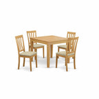 East West Furniture OXAN5-OAK-C 5 Piece Kitchen Table Set for 4 Includes a Square Dining Table and 4 Linen Fabric Dining Room Chairs, 36x36 Inch, Oak