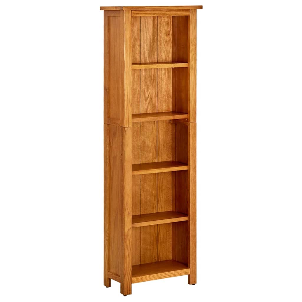 vidaXL 5-Tier Bookcase in Solid Oak Wood - Timeless Design with Ample Storage Space, 17.7&quot;x8.7&quot;x55.1&quot;, Rustic Brown