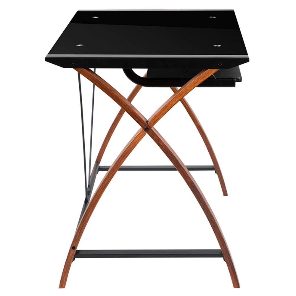 Flash Furniture Jude Black Glass L-Shape Corner Computer Desk with Pull-Out Keyboard Tray