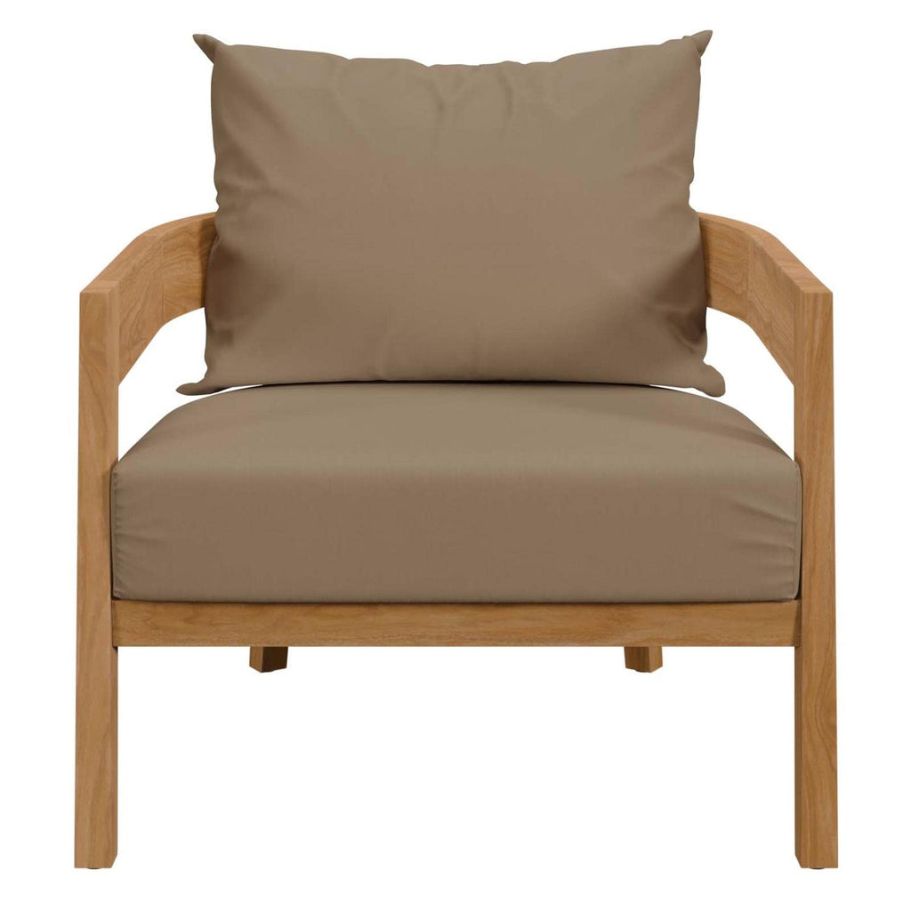 Modway Brisbane Teak Wood Outdoor Patio Armchair in Natural Light Brown