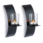 Sziqiqi Wall Candle Sconces for Wall Decorations, Black Metallic Wall Mounted Candle Sconces for Room, Hallway, Entryway, Bathro