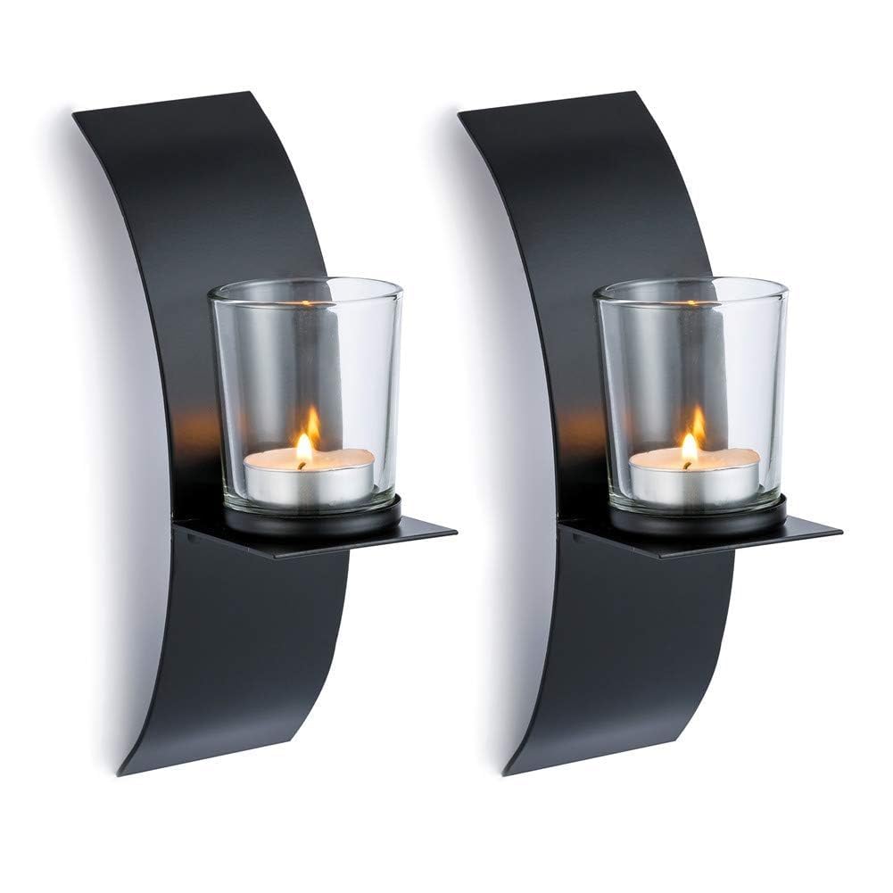 Sziqiqi Wall Candle Sconces for Wall Decorations, Black Metallic Wall Mounted Candle Sconces for Room, Hallway, Entryway, Bathro