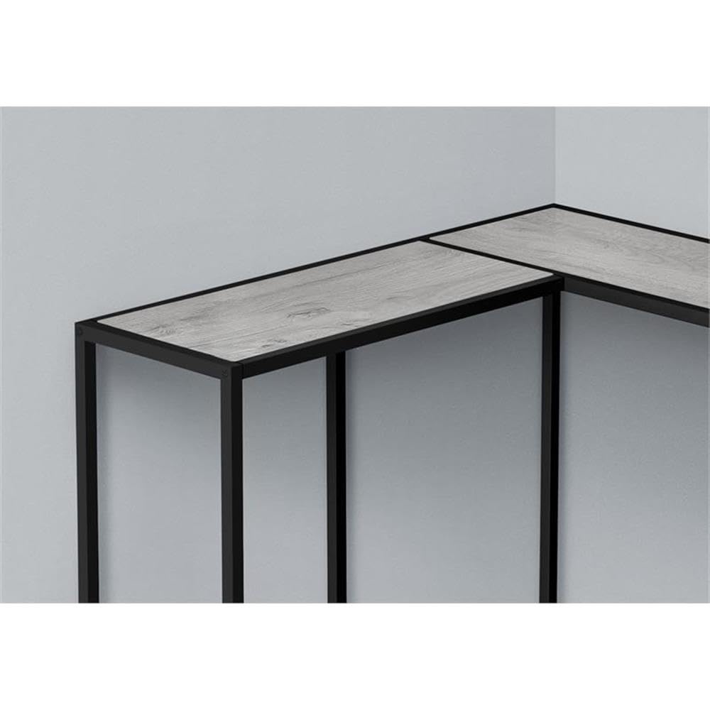 Monarch Specialties I 2156 Accent Table, Console, Entryway, Narrow, Corner, Living Room, Bedroom, Metal, Laminate, Grey, Black, Contemporary, Modern
