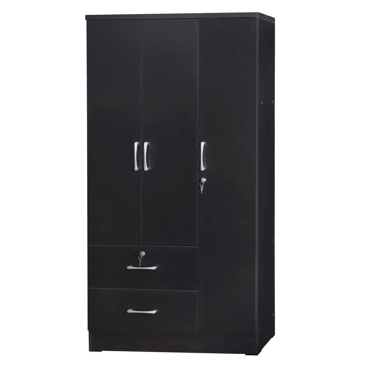 Better Home Products Symphony Wardrobe Armoire Closet with Two Drawers in Black