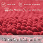 Red Bathroom Rugs Set 2 Piece Ultra Thick Bath Rugs Set Bathroom Mat, Bath Rugs Washable, Soft Chenille Bathroom Rug Set, Bathtu