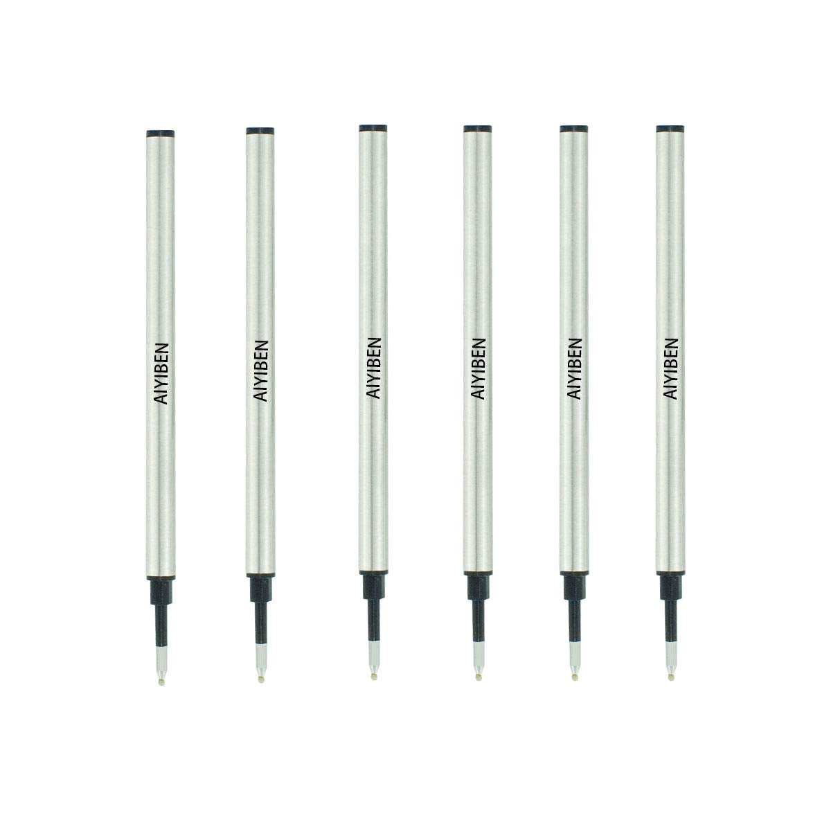 4.37 Inch Rollerball Pen Refills, Roller Ball Fine Point 0.5Mm, Black Ink Refill Pack Of Replaceable Pen Refills Medium Point (6
