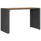 vidaXL Patio Table - Black Poly Rattan & Acacia Wood - Outdoor/Garden Furniture - UV-Resistant & Weatherproof - 72.8 x 31.5 x 43.3 in.