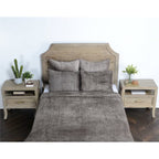 Kosas Home Dimitry 96x108 Rayon Velvet and Cotton Sateen King Quilt in Brown