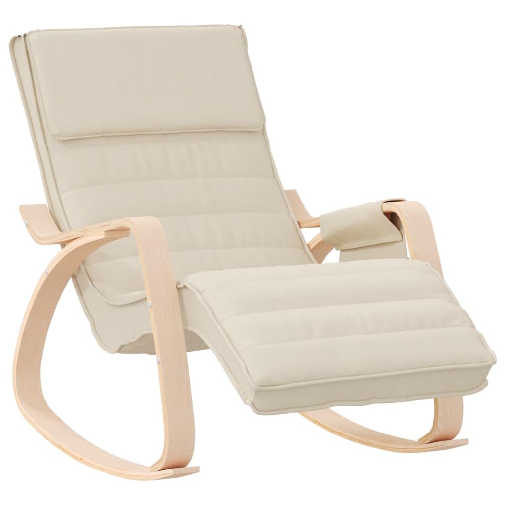 vidaXL Rocking Chair - Cream Fabric, Gentle Rocking Function, Solid Birch Wood Frame, Thickly Padded Seat, Ideal for Relaxation and Stress Relief