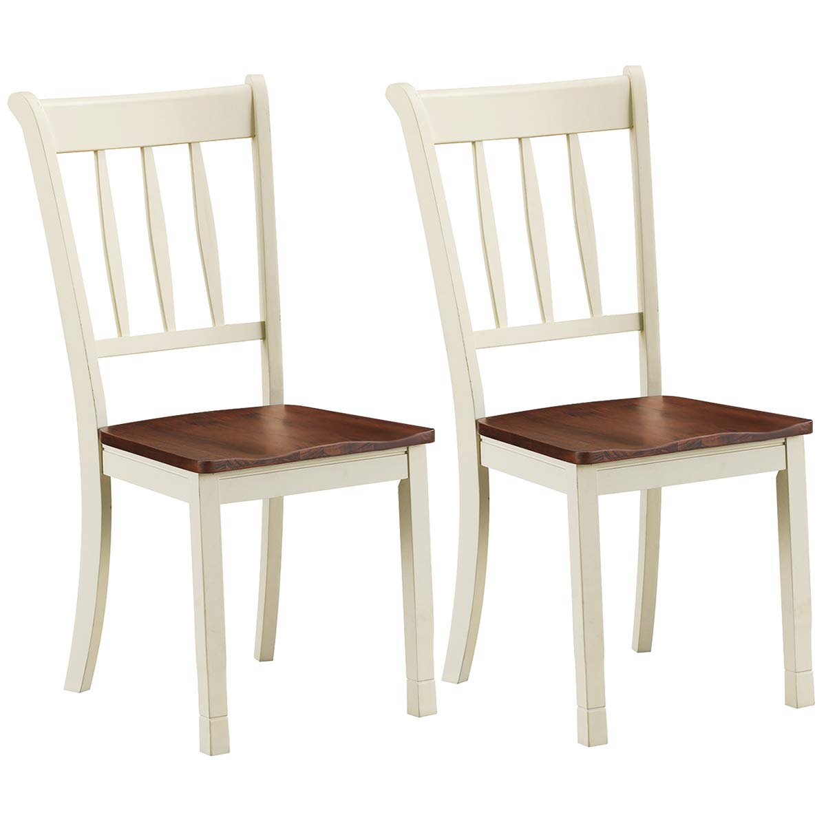 Giantex Wood Dining Chairs Set Of 2, Armless Kitchen Chairs W/Solid Rubber Wood Frame, Easy To Assemble Dining Side Chair, Farmh