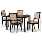 Baxton Studio Suvi Modern and Contemporary Sand Fabric Upholstered and Dark Brown Finished Wood 5-Piece Dining Set