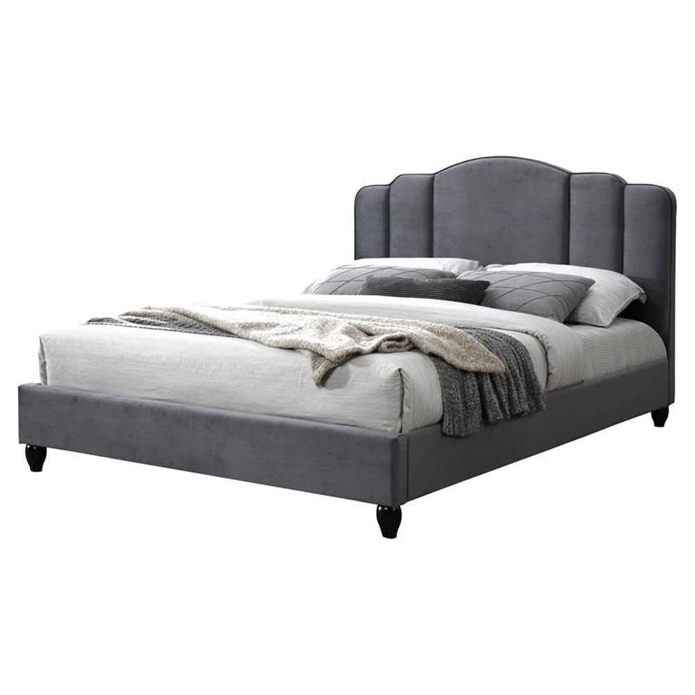 Acme Giada Channel-Tufted Fabric Eastern King Platform Bed in Charcoal