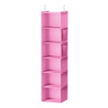 Youdenova Hanging Closet Organizer And Storage, 6Shelf Closet Hanging Storage Shelves, Light Pink