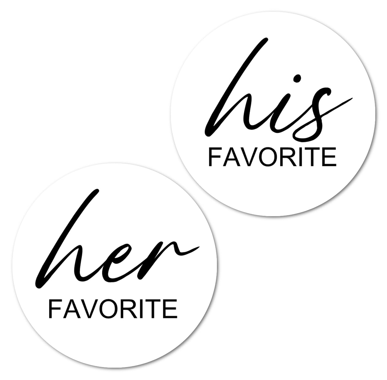 124 His Her Favorite Stickers (62+62), 1 Inch Big Round Glossy Labels, Wedding, Bridal Shower Favor Labels, Great For Gift Bags,