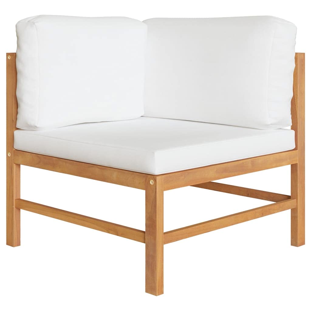 vidaXL Patio Lounge Set 5 Piece, Patio Furniture Set for Outdoor, Sectional Sofa with Cream Cushions, Corner Sofa, Retro Style, Solid Teak Wood