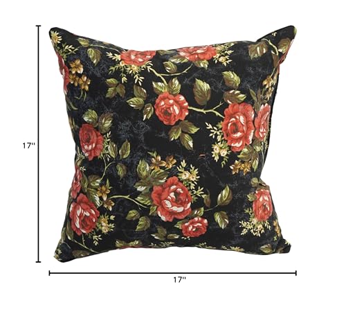 Blazing Needles Printed Throw Pillow, 17&quot;, Midnight Rose