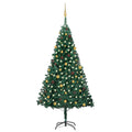 vidaXL Green PVC Artificial Pre-lit Christmas Tree with 300 LED Lights - Complete Set with Decorative Balls and Metal Stand - Perfect for Indoor Décor