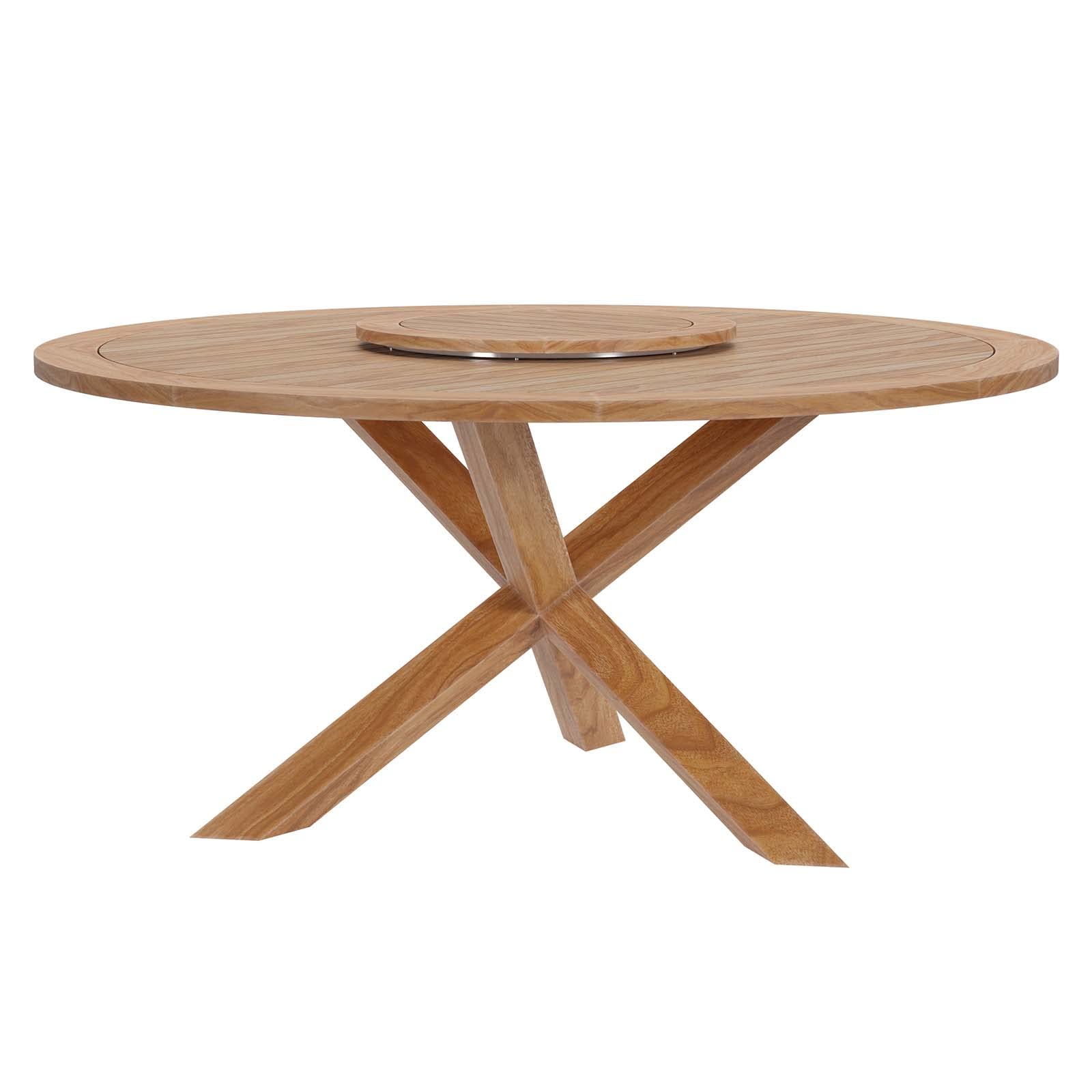 Modway Wellspring Outdoor Patio Round Teak Wood 63&Quot; Dining Table In Natural