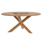 Modway Wellspring Outdoor Patio Round Teak Wood 63&Quot; Dining Table In Natural