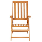 vidaXL Teak Wood Patio Chairs-Set of 4 with Red Fabric Cushions-Foldable and Adjustable-Reclining Wooden Outdoor Seating for Garden, Deck, Patio Use