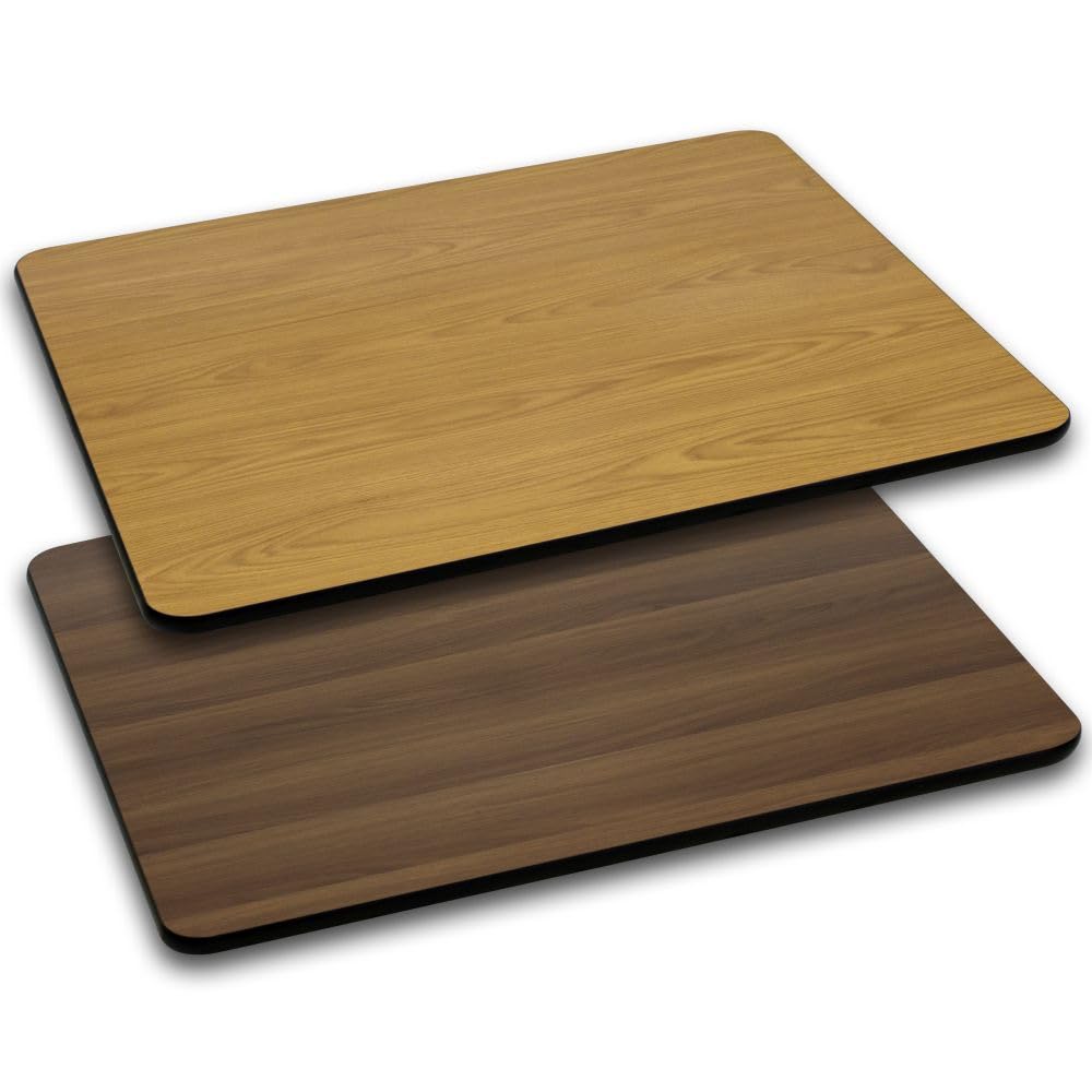 Flash Furniture Glenbrook 30'' x 48'' Rectangular Table Top with Natural or Walnut Reversible Laminate Top