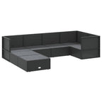 vidaXL Contemporary 7 Piece Patio Lounge Set with Adjustable Seats and Cushions, Black PE Rattan - Perfect for Deck, Patio, Garden