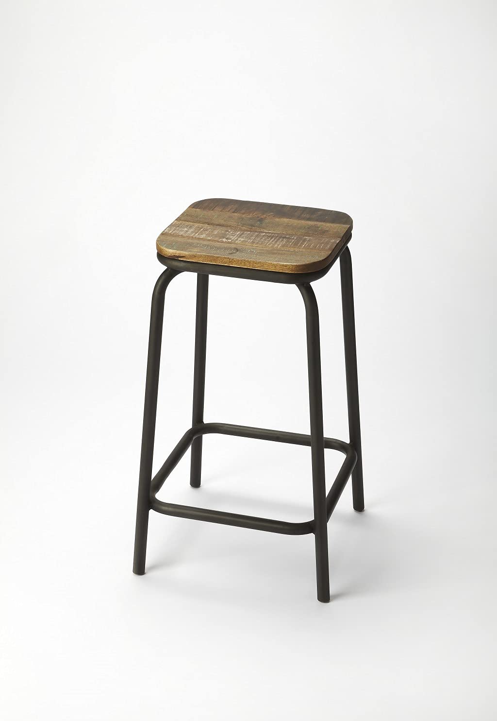 HomeRoots Multi-Color Mango Wood Solids, Iron Industrial Chic Bar Stool