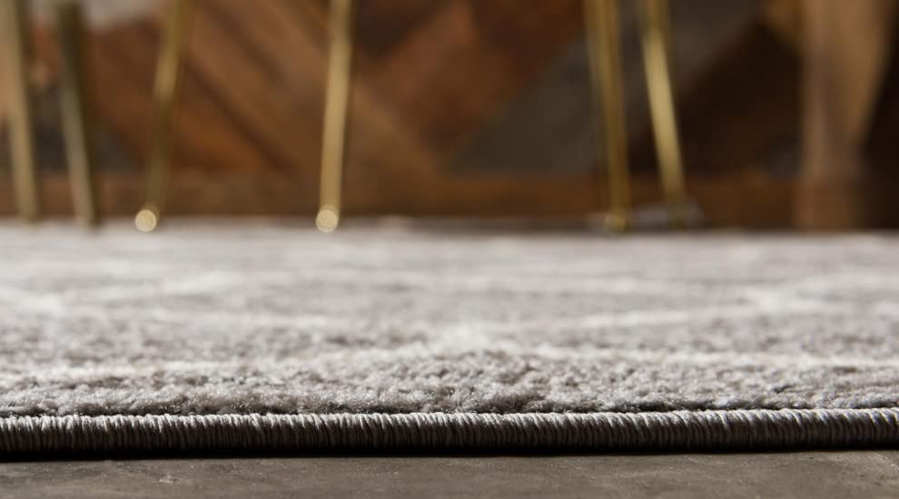 Unique Loom Trellis Frieze Collection Area Rug - Rounded (5' 1'' X 8', Light Gray/ Ivory)