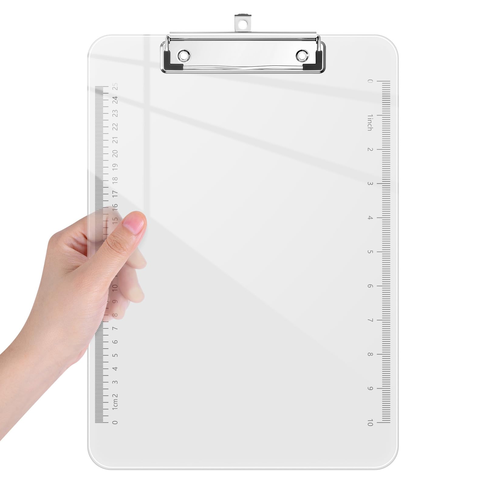 Piasoenc Plastic Clipboards, Translucent Ruler Clip Board With Low Profile, Office Supply, School Supplies, Letter Size 9 X 12.9