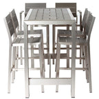 Pangea Home Betty 43x59 Modern Aluminum Large Bar Table in Gray Finish