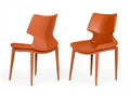 HomeRoots Eco-Leather, Metal, Plywood Set of Two Cognac Faux Leather Wrapped Dining Chairs