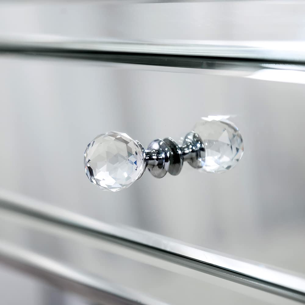 HomeRoots MDF, Glass, Metal Mirrored Silver Finish Nightstand Drawer