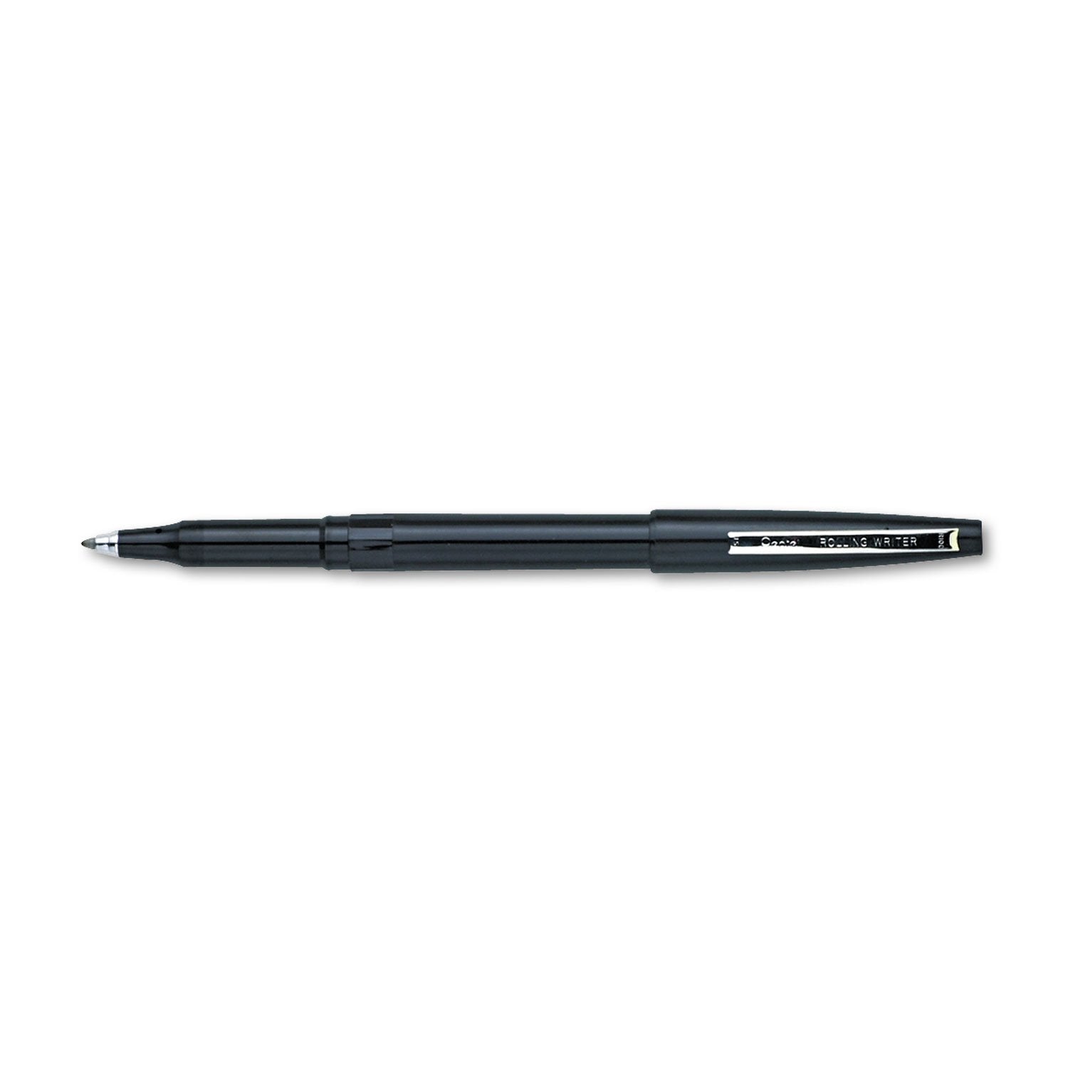 Pentel R100A Rolling Writer Stick Roller Ball Pen, 8Mm, Black Barrel/Ink, Dozen