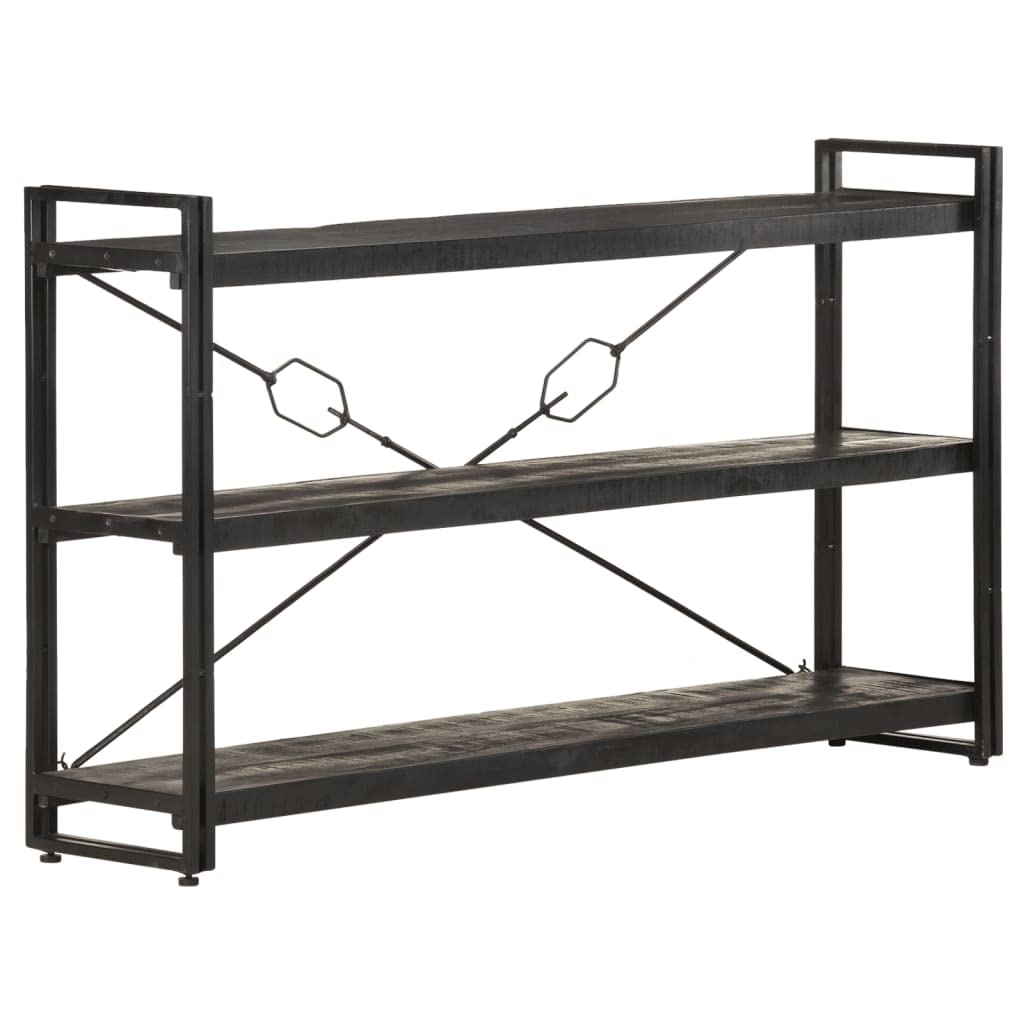 Furniking 3-Tier Bookcase Black 55.1&quot;x11.8&quot;x31.5&quot; Solid Mango Wood