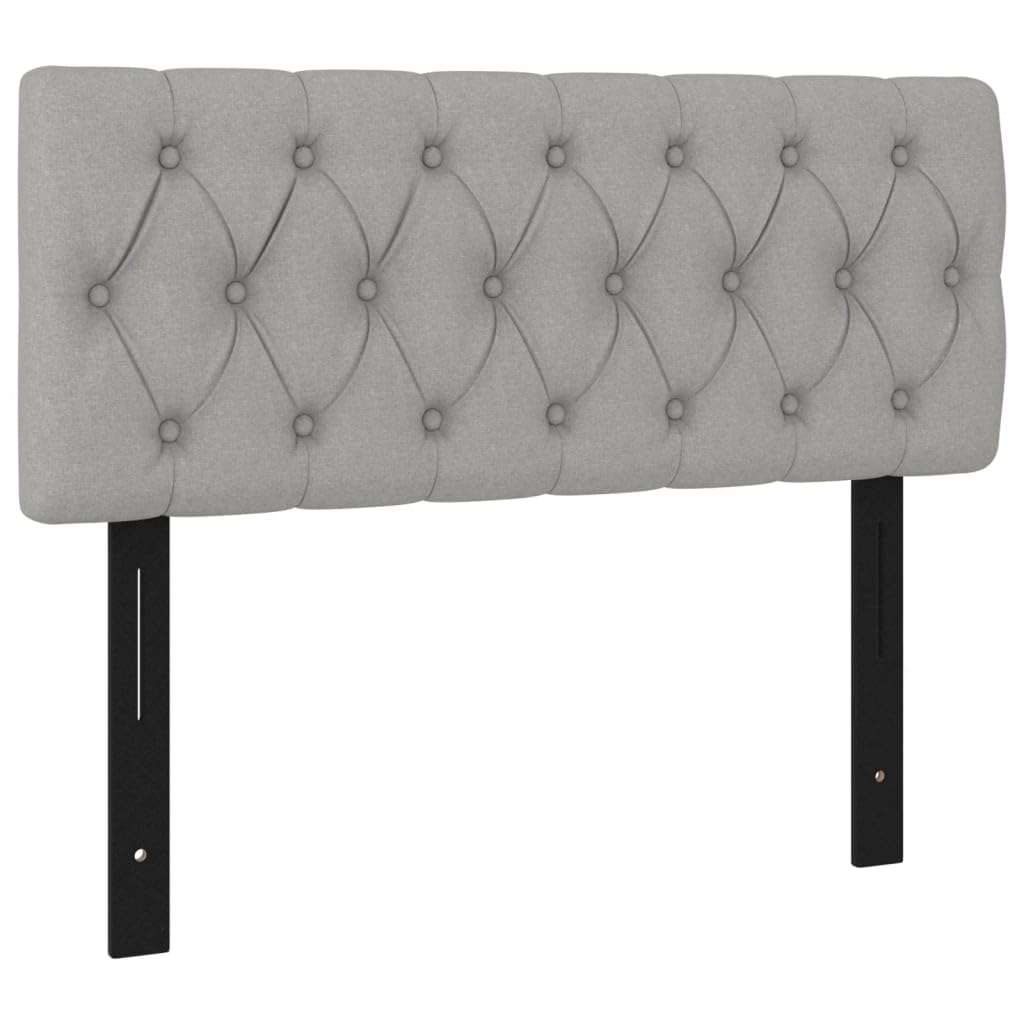 vidaXL Fabric Upholstered Headboard in Light Gray, Classic Design, Engineered & Solid Larch Wood, Foam Filled, 39.4&quot;x2.8&quot;x30.7&quot;/34.6&quot;