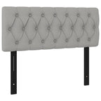 vidaXL Fabric Upholstered Headboard in Light Gray, Classic Design, Engineered & Solid Larch Wood, Foam Filled, 39.4"x2.8"x30.7"/34.6"