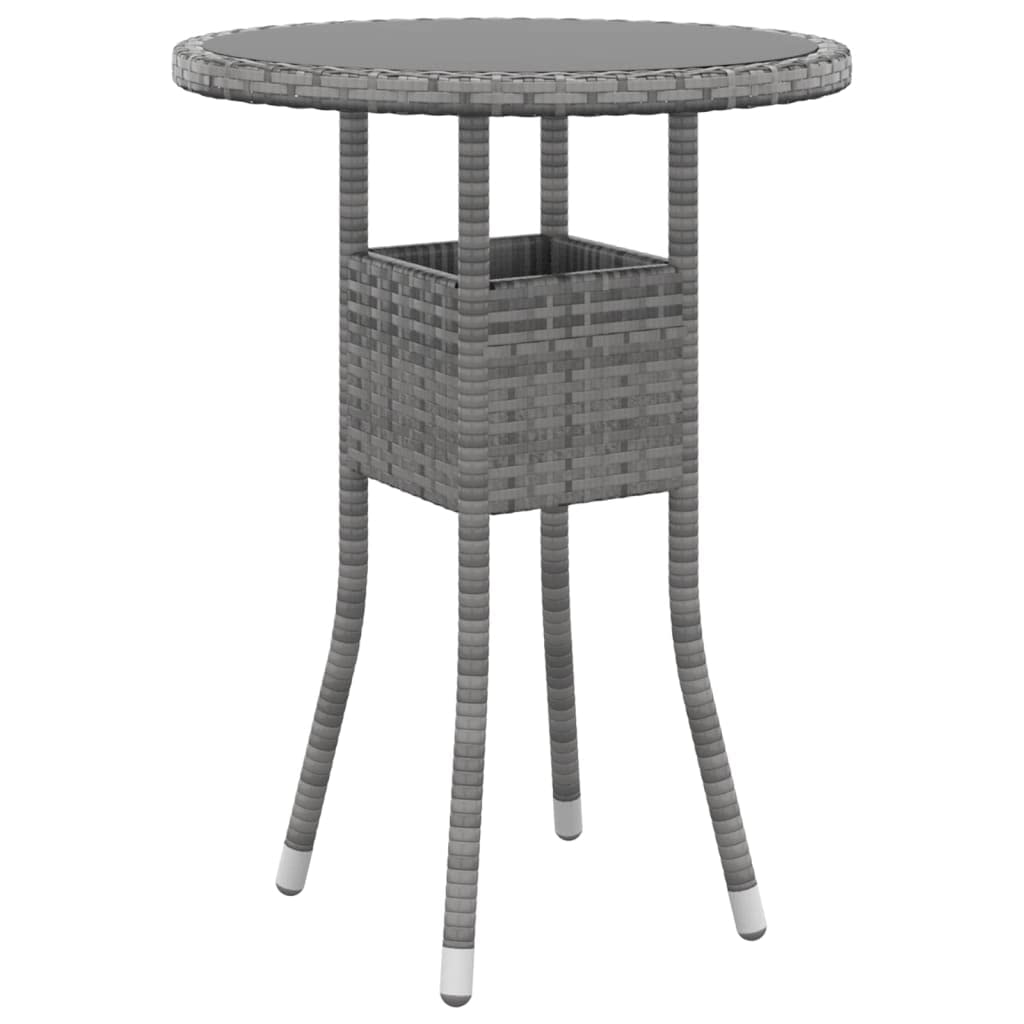 vidaXL - Patio Dining Set 3 Piece/Poly Rattan Conversation Set/Tempered Glass Table and Cushioned Chairs/Ergonomic Design for Garden, Patio, Deck/Lounging Furniture - Gray
