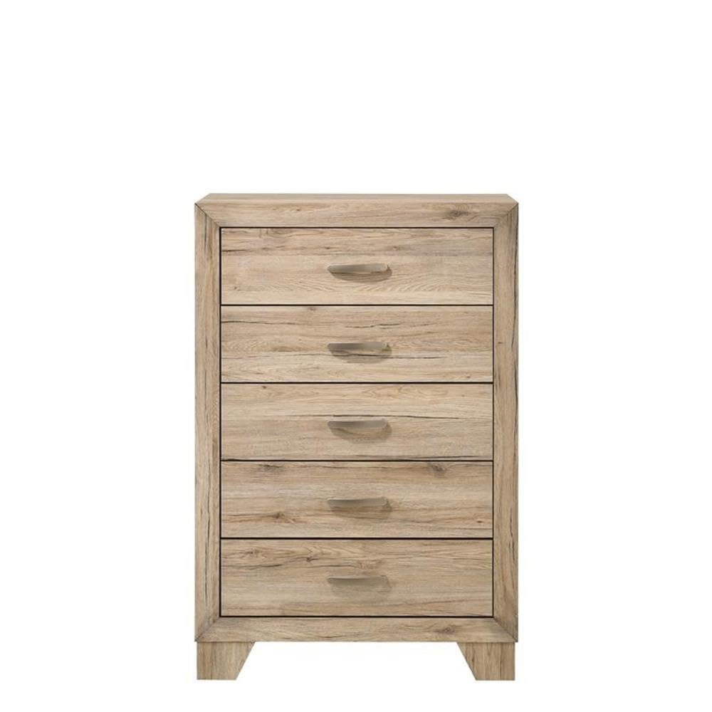 Acme Miquell 5-Drawer Wooden Chest In Natural