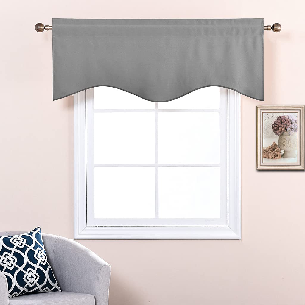 Nicetown Silver Grey Valances For Windows - Thermal Insulated Blackout Kitchen Curtain Valances Rod Pocket Tiers For Living Room