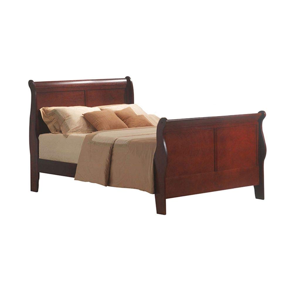 Acme Furniture Louis Philippe III Traditional Wood Sleigh Twin Bed in Cherry