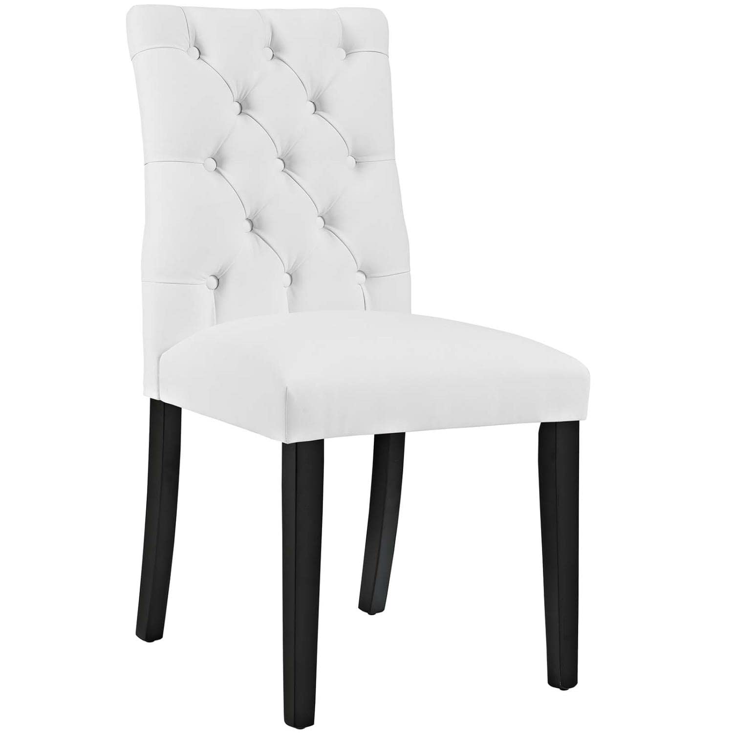 Modway Duchess Modern Tufted Button Faux Leather Upholstered Parsons Two Dining Chairs In White