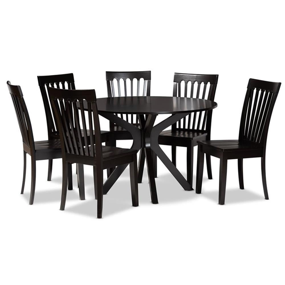 Baxton Studio Zora Modern and Contemporary Dark Brown Finished Wood 7-Piece Dining Set