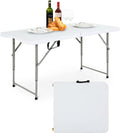 Nchanmar Folding Table,Portable Plastic Table 4Ft Outdoor Indoor Picnic Table For Camping Picnic Party Bbq Lightweight Height Adjustable 47'X24'X29'